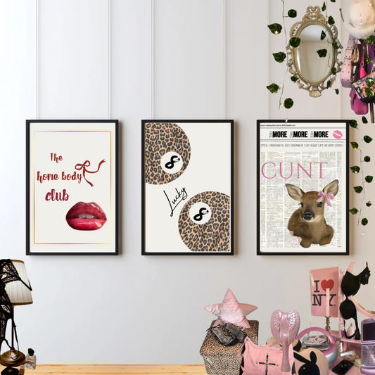 “ leopard print,cherry cola red, pink coequtte Printable posters room decor –2000’s Set of 3 Aesthetic Prints, Instant Download"